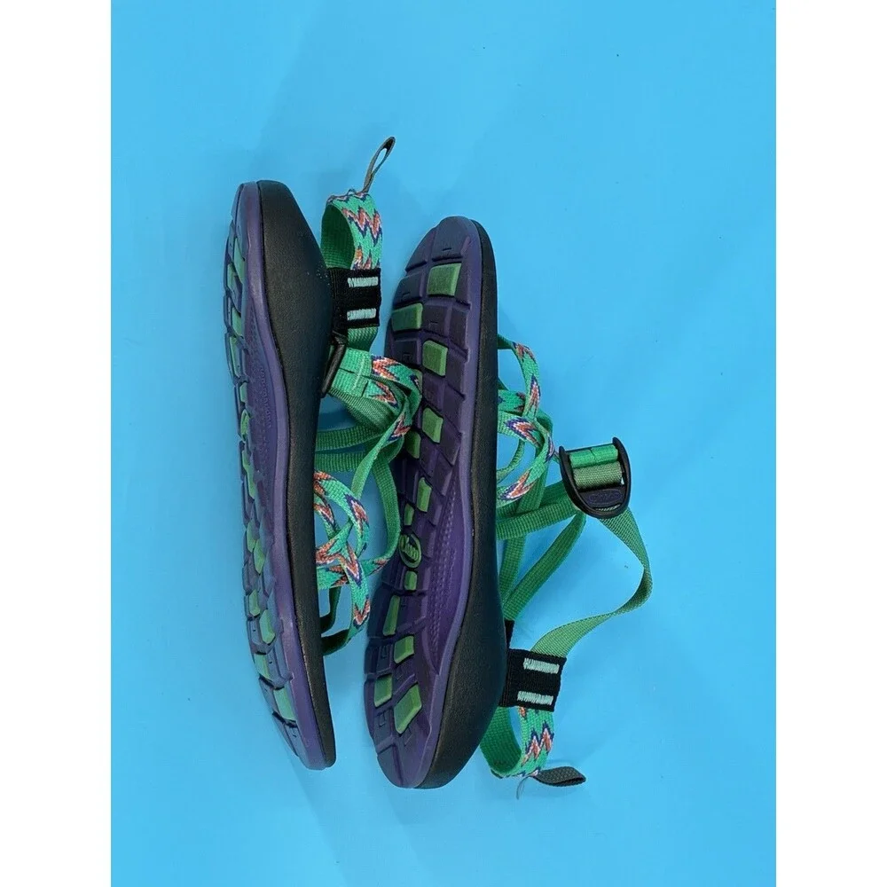 Chaco Z/Cloud X Women’s 5 Green Purple Strappy Sport Hiking Sandals